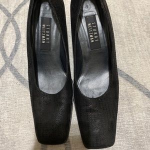 Black Stuart Weitzman square toe heels
